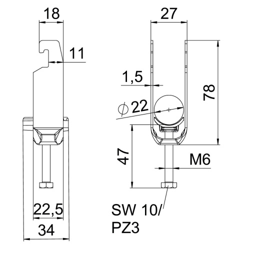Abraçadeira BBS 2056 dupla 16-22mm Alumínio