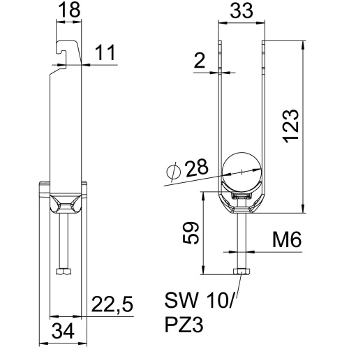 Abraçadeira BBS 2056 tripla 22-28mm Alumínio