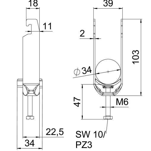 Abraçadeira BBS 2056 dupla 28-34mm Alumínio