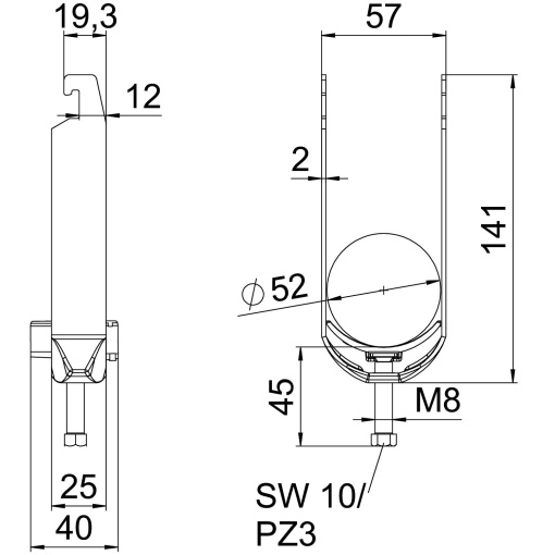 Abraçadeira BBS 2056 dupla 46-52mm Alumínio