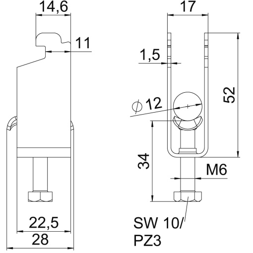 Abraçadeira BBS 2056 dupla 08-12mm Aço Galvanizado por imersão a quente após maquinação