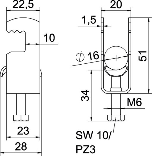 Abraçadeira BBS 2056 12-16mm Aço galvanizado por imersão a quente após maquinação