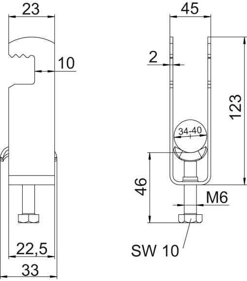 Abraçadeira BBS 2056 dupla 40-46mm Aço Galvanizado por imersão a quente após maquinação
