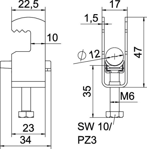 Abraçadeira BBS 2056 08-12mm Aço galvanizado por imersão a quente após maquinação