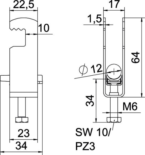 Abraçadeira BBS 2056 dupla 08-12mm Aço Galvanizado por imersão a quente após maquinação