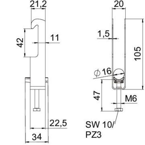 Abraçadeira BBS 2056 dupla 12-16mm Aço Galvanizado por imersão a quente após maquinação