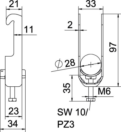 Abraçadeira BBS 2056 22-28mm Aço Galvanizado por imersão a quente após maquinação