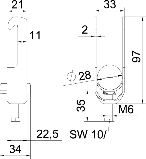 Abraçadeira BBS 2056 22-28mm Aço inoxidável, livre de ferrugem A2 1.4301 brilhante, pós-tratamento
