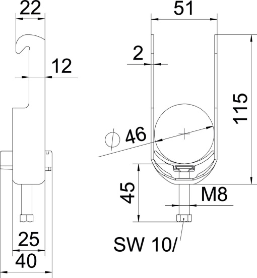 Abraçadeira BBS 2056 40-46mm Alumínio