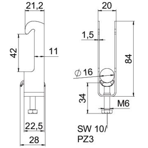 Abraçadeira BBS 2056 12-16mm Aço inoxidável, livre de ferrugem 1.4301 A2 1.4301 brilhante, pós-tratamento
