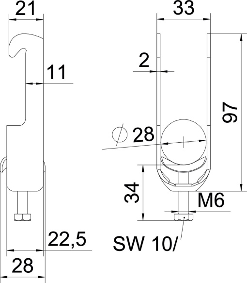Abraçadeira BBS 2056 22-28mm Aço inoxidável, livre de ferrugem A2 1.4301 brilhante, pós-tratamento