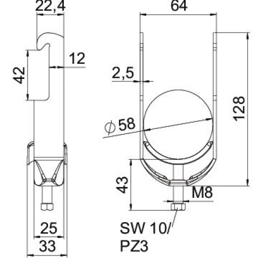 Abraçadeira BBS 2056 52-58mm Aço inoxidável, livre de ferrugem 1.4301 A2 1.4301 brilhante, pós-tratamento