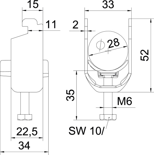 Abraçadeira BBS 2056 22-28mm Aço inoxidável, livre de ferrugem A2 1.4301 brilhante, pós-tratamento
