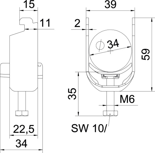 Abraçadeira BBS 2056 28-34mm Aço inoxidável, livre de ferrugem A2 1.4301 brilhante, pós-tratamento