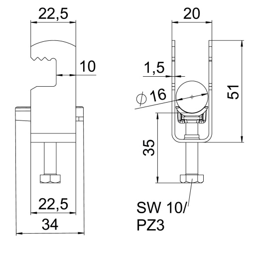 Abraçadeira BBS 2056 12-16mm Alumínio