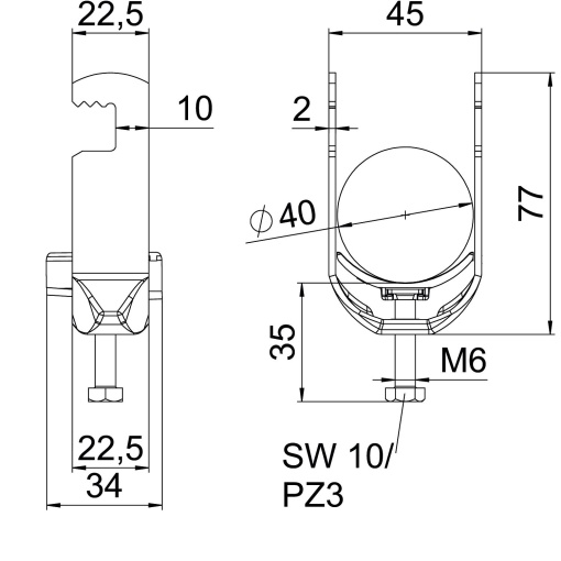 Abraçadeira BBS 2056 34-40mm Alumínio