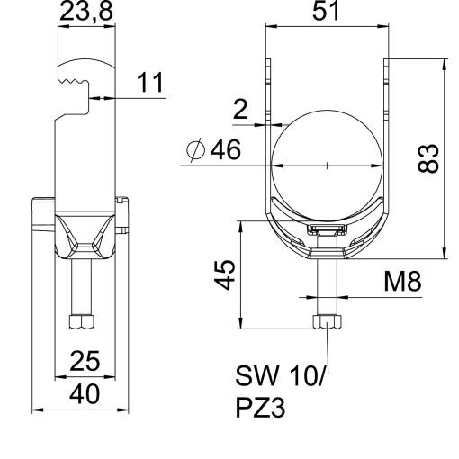 Abraçadeira BBS 2056 40-46mm Alumínio
