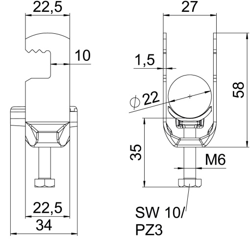 Abraçadeira BBS 2056 16-22mm Aço inoxidável, livre de ferrugem 1.4301 A2 1.4301 brilhante, pós-tratamento