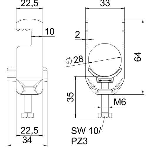 Abraçadeira BBS 2056 22-28mm Aço inoxidável, livre de ferrugem 1.4301 A2 1.4301 brilhante, pós-tratamento