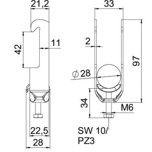 Abraçadeira BBS 2056 22-28mm Aço Galvanizado por imersão a quente após maquinação