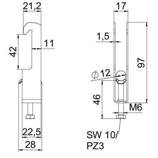 Abraçadeira BBS 2056 dupla 8-12mm Aço Galvanizado por imersão a quente após maquinação