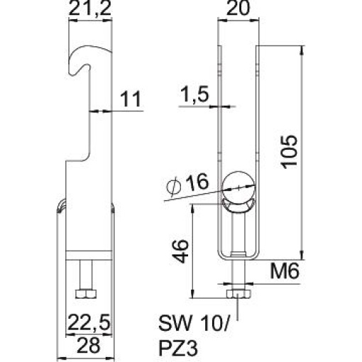 Abraçadeira BBS 2056 dupla 12-16mm Aço Galvanizado por imersão a quente após maquinação