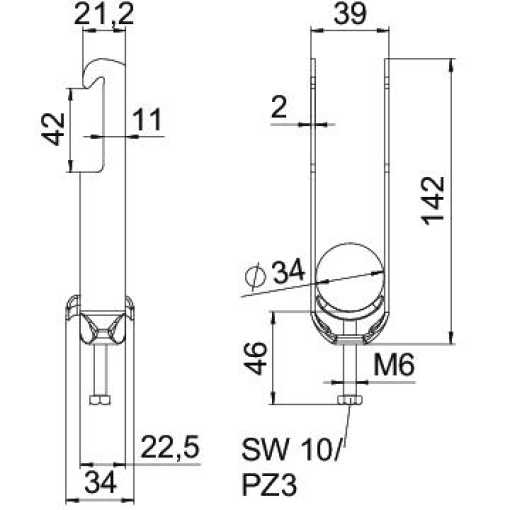 Abraçadeira BBS 2056 dupla 28-34mm Aço Galvanizado por imersão a quente após maquinação