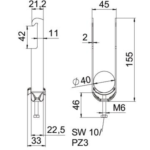 Abraçadeira BBS 2056 dupla 34-40mm Aço Galvanizado por imersão a quente após maquinação