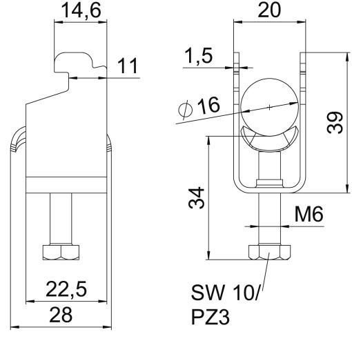 Abraçadeira BBS 2056 12-16mm Aço inoxidável, livre de ferrugem 1.4301 A2 1.4301 brilhante, pós-tratamento