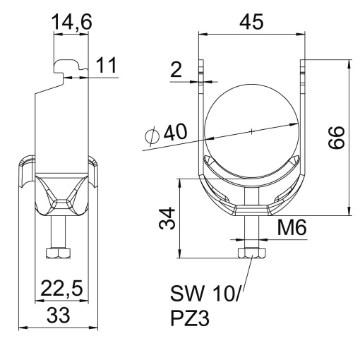 Abraçadeira BBS 2056 34-40mm Aço inoxidável, livre de ferrugem 1.4301 A2 1.4301 brilhante, pós-tratamento
