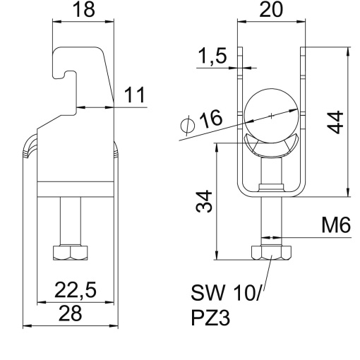 Abraçadeira BBS 2056 12-16mm Aço inoxidável, livre de ferrugem 1.4301 A2 1.4301 brilhante, pós-tratamento