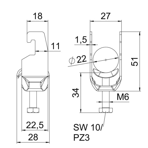 Abraçadeira BBS 2056 16-22mm Aço inoxidável, livre de ferrugem 1.4301 A2 1.4301 brilhante, pós-tratamento