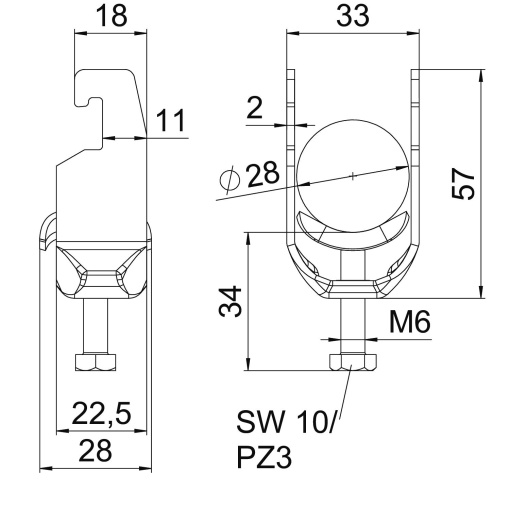 Abraçadeira BBS 2056 22-28mm Aço inoxidável, livre de ferrugem 1.4301 A2 1.4301 brilhante, pós-tratamento