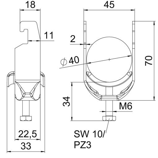 Abraçadeira BBS 2056 34-40mm Aço inoxidável, livre de ferrugem 1.4301 A2 1.4301 brilhante, pós-tratamento