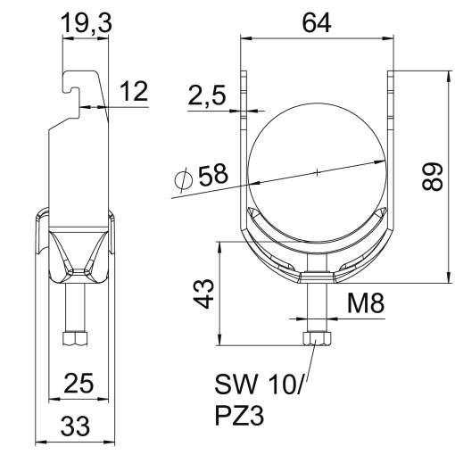 Abraçadeira BBS 2056 52-58mm Aço inoxidável, livre de ferrugem 1.4301 A2 1.4301 brilhante, pós-tratamento