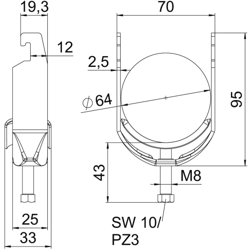 Abraçadeira BBS 2056 58-64mm Aço inoxidável, livre de ferrugem 1.4301 A2 1.4301 brilhante, pós-tratamento