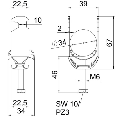 Abraçadeira BBS 2056 28-34mm Aço inoxidável 1.4571 A4 1.4571 brilhante, pós-tratamento