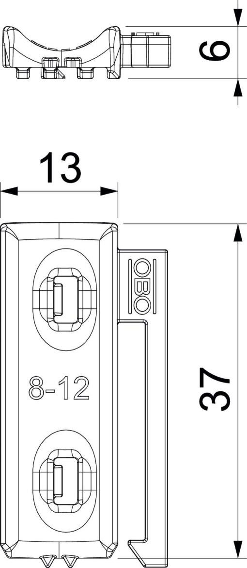 Contraplaca universal combinável com placa dupla 8-12mm Polipropileno cinzento claro RAL 7035