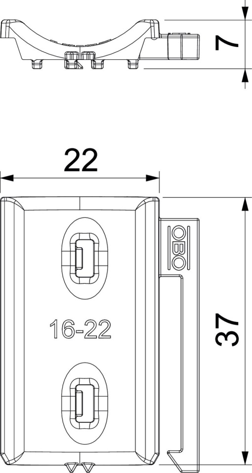Contraplaca universal combinável com placa dupla 16-22mm Polipropileno cinzento claro RAL 7035