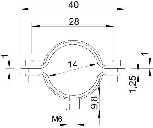Abraçadeira metálica com rosca M6 12,5-14mm Aço inoxidável A4 1.4571 brilhante, pós-tratamento