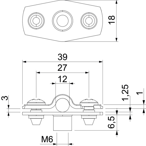 Abraçadeira metálica com rosca M6 10-12mm Aço inoxidável, livre de ferrugem 1.4301 A2 1.4301