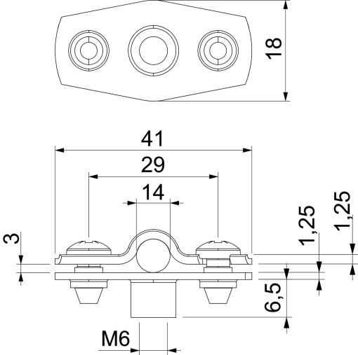 Abraçadeira metálica com rosca M6 12-14mm Aço inoxidável, livre de ferrugem A2 1.4301