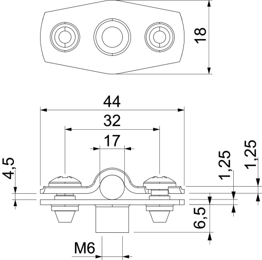 Abraçadeira metálica com rosca M6 14-17mm Aço inoxidável, livre de ferrugem A2 1.4301
