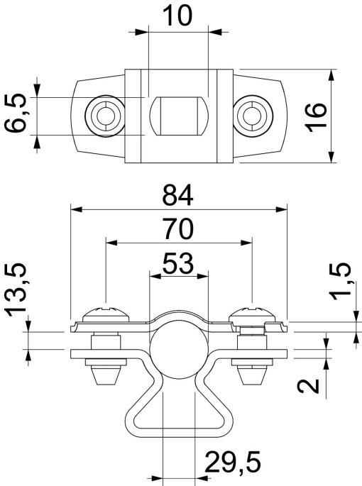 Abraçadeira metálica com furo oblongo 44-53mm Aço eletrogalvanizado