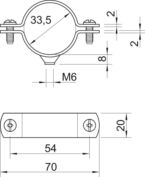 Abraçadeira metálica com rosca M6 1" Aço Galvanizado por imersão a quente após maquinação
