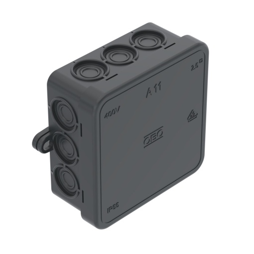 Junction box 85x85x40 Polietileno preto grafite RAL 9011