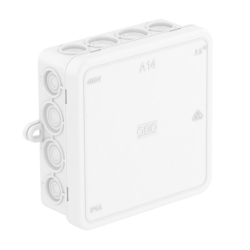 Caixa de derivação 100x100x38 Polietileno branco puro RAL 9010
