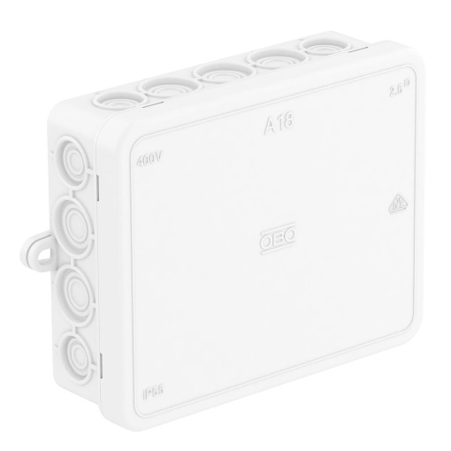 Caixa de derivação 125x100x38 Polietileno branco puro RAL 9010