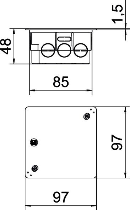Caixa de derivação Encastrar 80x80x45 Poliestireno preto
