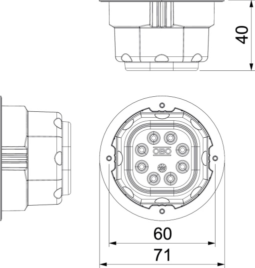 Passa-cabos para caixa de aparelhagem Ø71x40 Elastómero termoplástico cinzento